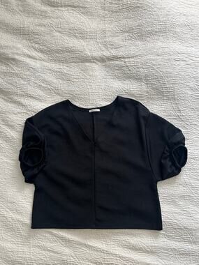Zara V-neck Black Top, Dressy, size L